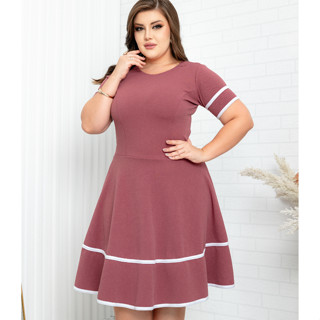 Vestido Rodado Lindo Plus Size Igreja Congresso Midi Sem Estampa Barato em Oferta na Shopee