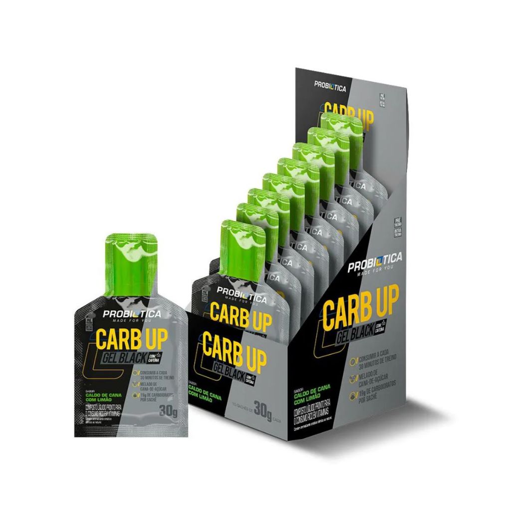 Carb Up Probiótica Gel Black Sabor Caldo De Cana Com Limão Com 10 Sachês De 30g - Health