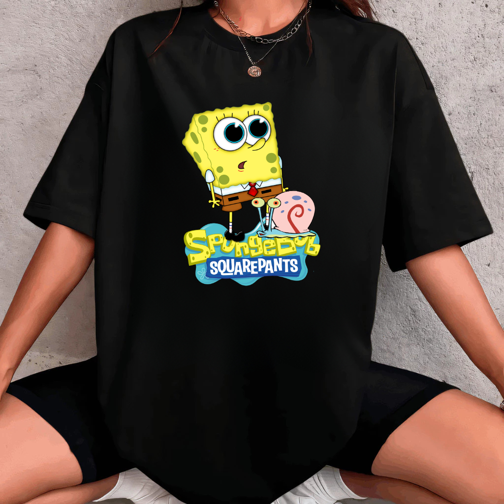 Camisa Camiseta Oversized Lançamento Premium Confortável Personagem Bob Esponja Fenda do Biquini
