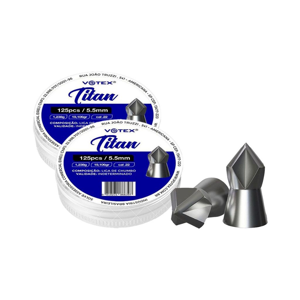 Chumbinhos Titan 5.5mm 1,153g 125 Unidades - Votex em Oferta na Shopee