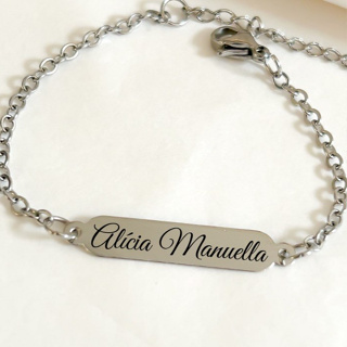 Pulseira Infantil Personalizada com nome no aço inoxidavel hipoalergênicos em Oferta na Shopee