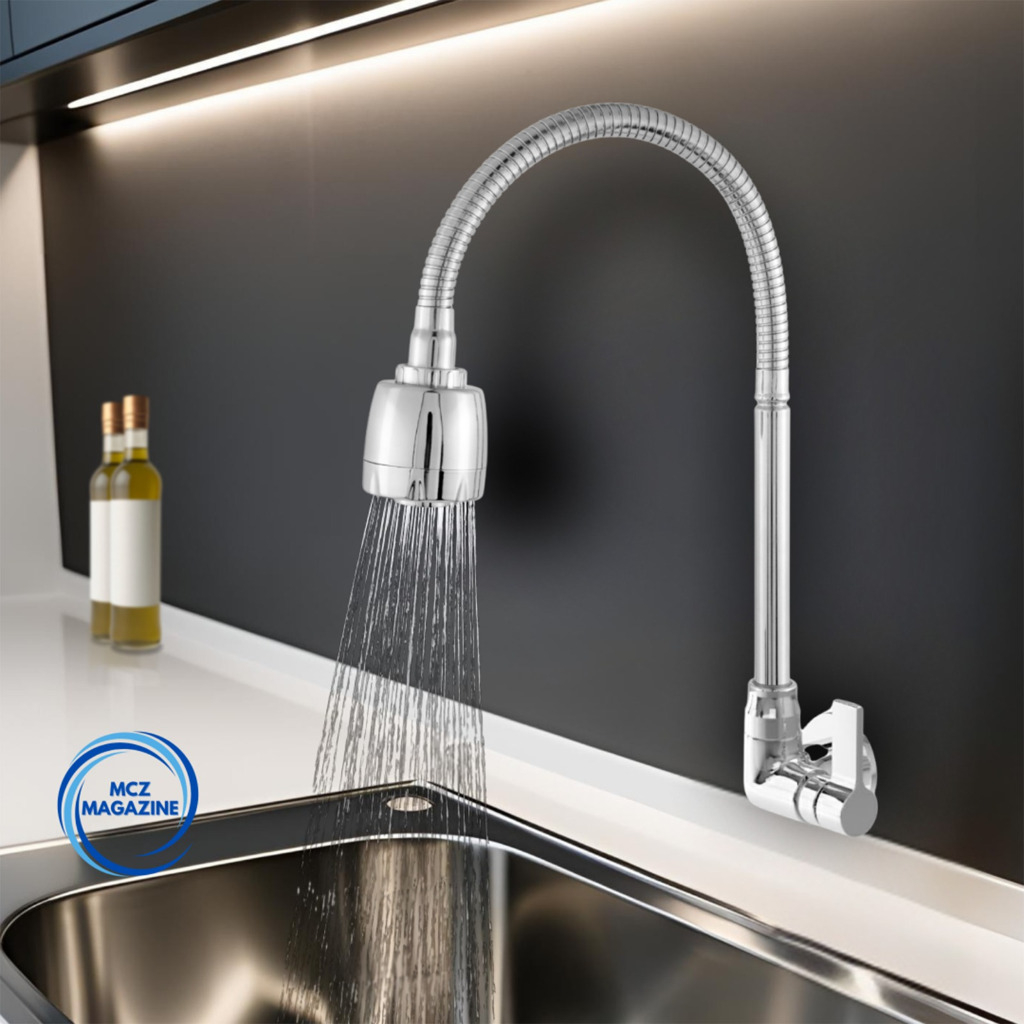 Torneira Parede Pia Cozinha Gourmet Inox Chuveirinho Cozinha Cromado Flexível 1/4 de Volta