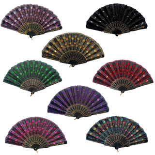 Leque Grande Variados Brilhante Tecido Oriental Japones Estampado em Oferta na Shopee