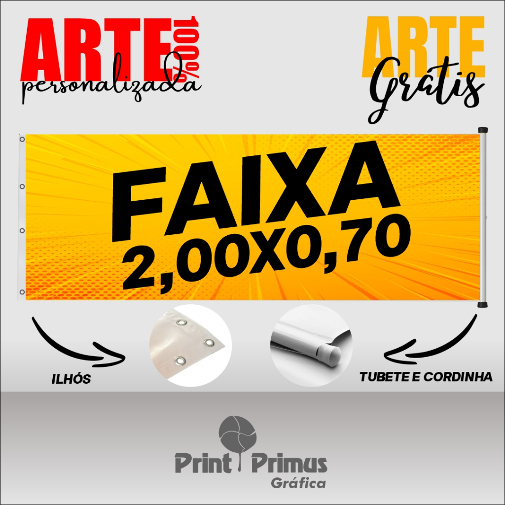 Faixa/Lona 2,00X0,70cm - Personalizada