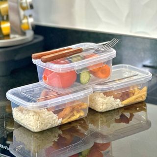 kit 12 potes marmita 800ml de Travas Laterais BPA FREE Alimentos Fitness Organizadores de congelador