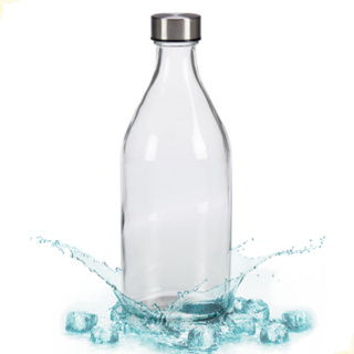 Garrafa de Vidro Transparente 1 Litro com Tampa Inox Água Suco Chá Geladeira Hérmetica em Oferta na Shopee