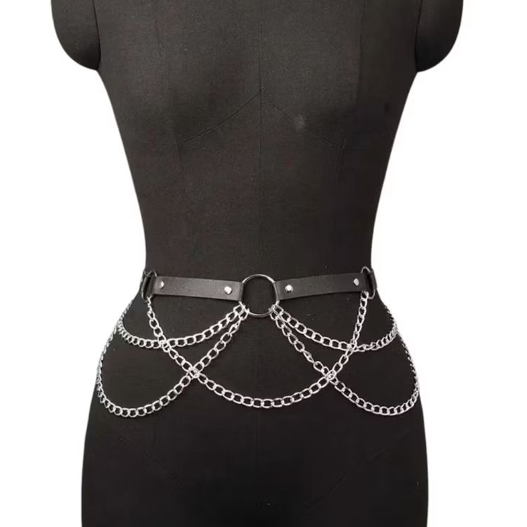Cinto Couro com Corrente Argola Central Maior Punk Rock Metal Gotic em Oferta na Shopee