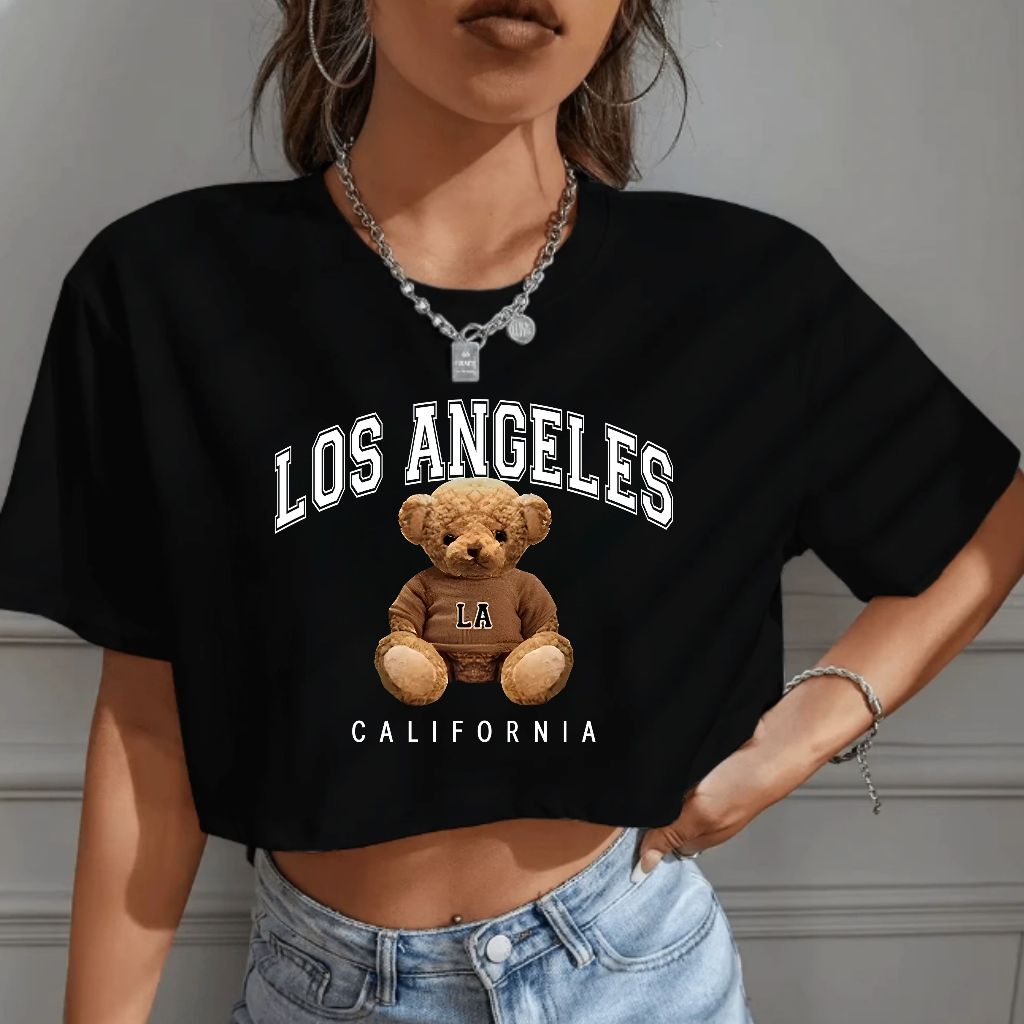 Blusa Algodão Cropped Oversized Los Angeles California Ted Streetwear Moda Gringa Urbano