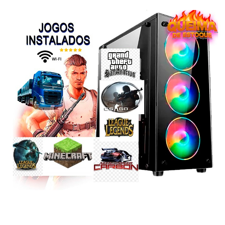 Cpu i3 gamer Barato 8gb Ssd 128g+hd320  Wifi serve pra casa estudos cs roblox LOL mine gta5 offline