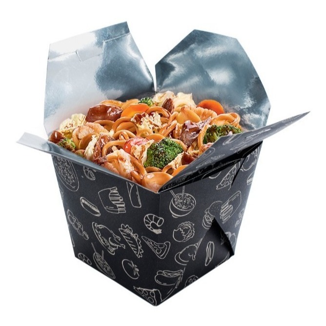 50 Embalagens Caixa Box Yakisoba Interior Metalizado 1000ml