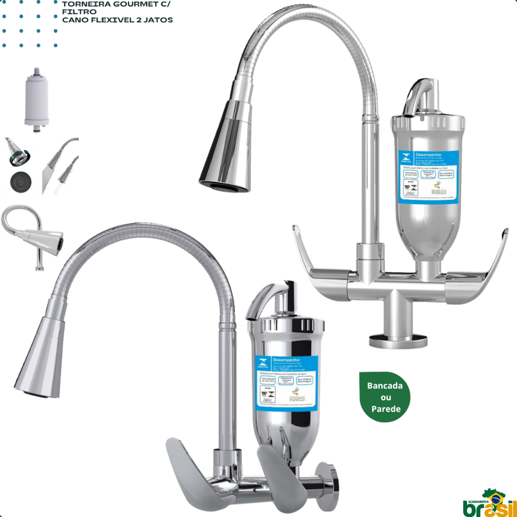 Cozinha Filtro inox torneira prata filtro refil Vela carvao ativado cozinha torneira cromado cozinha