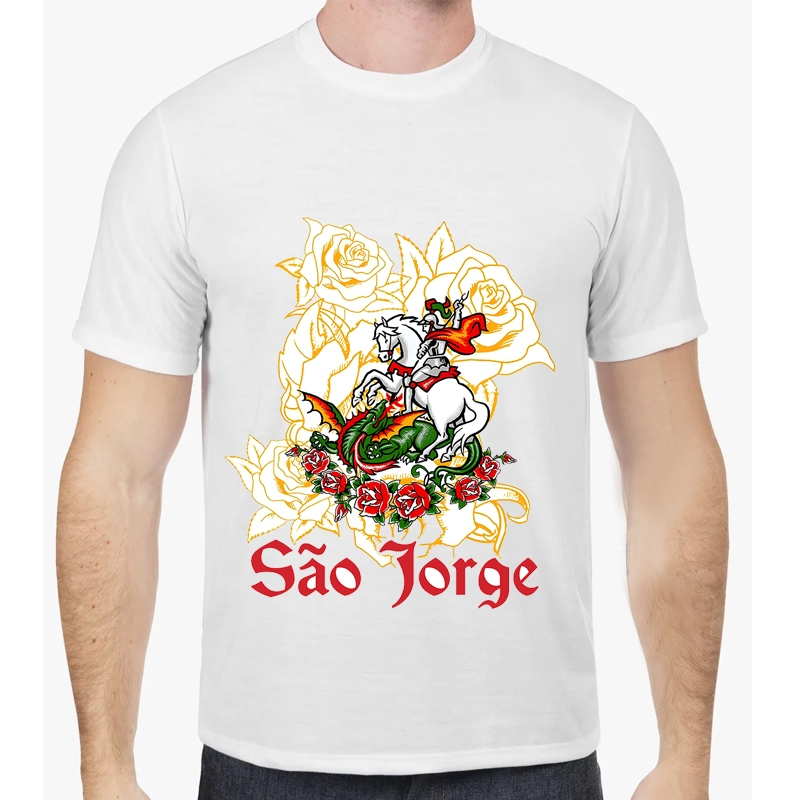 Camisa estampada SÃO JORGE - OGUM ( CAMISA TRADICIONAL E BABY LOOK ) (🚨LEIA A DESCRIÇÃO🚨) em Oferta na Shopee