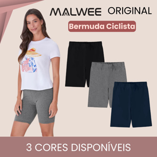 Bermuda Feminina Academia Ciclista Cotton Malwee Básica Algodão Treino Esportivo Conforto Fitness em Oferta na Shopee