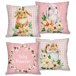 Kit com 4 Capas para Almofadas Decorativas PÁSCOA 45x45cm em Oferta na Shopee