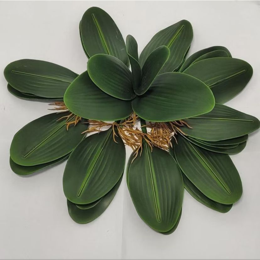 Kit 2 Folhas De Orquídea Artificial Complemento De Arranjos Folhagem Decoração Enfeite
