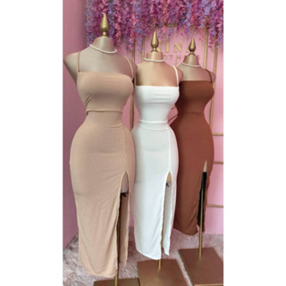 Vestido Com Fenda Feminino Longo Suplex Modelador em Oferta na Shopee