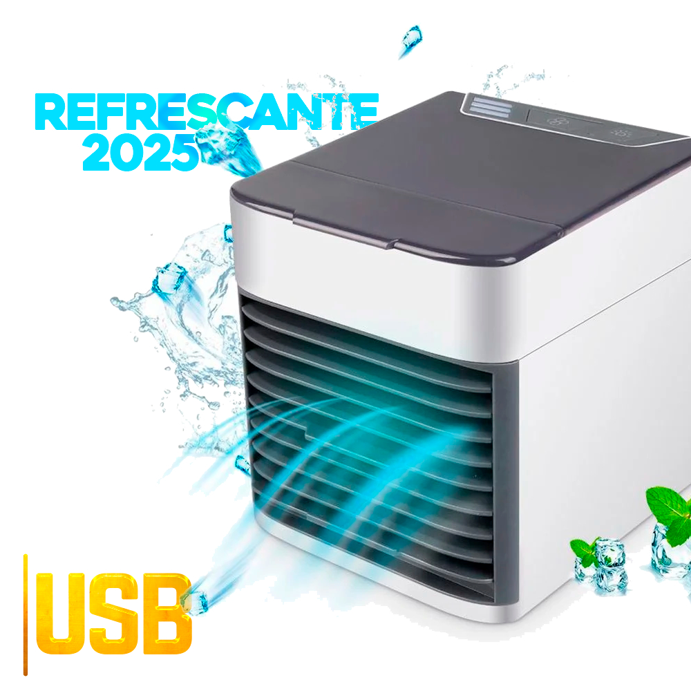 Fantástico Mini Ar Condicionado Gela Muitoo Climatizador Usb Portátil Umidificador Cor Branco 0V