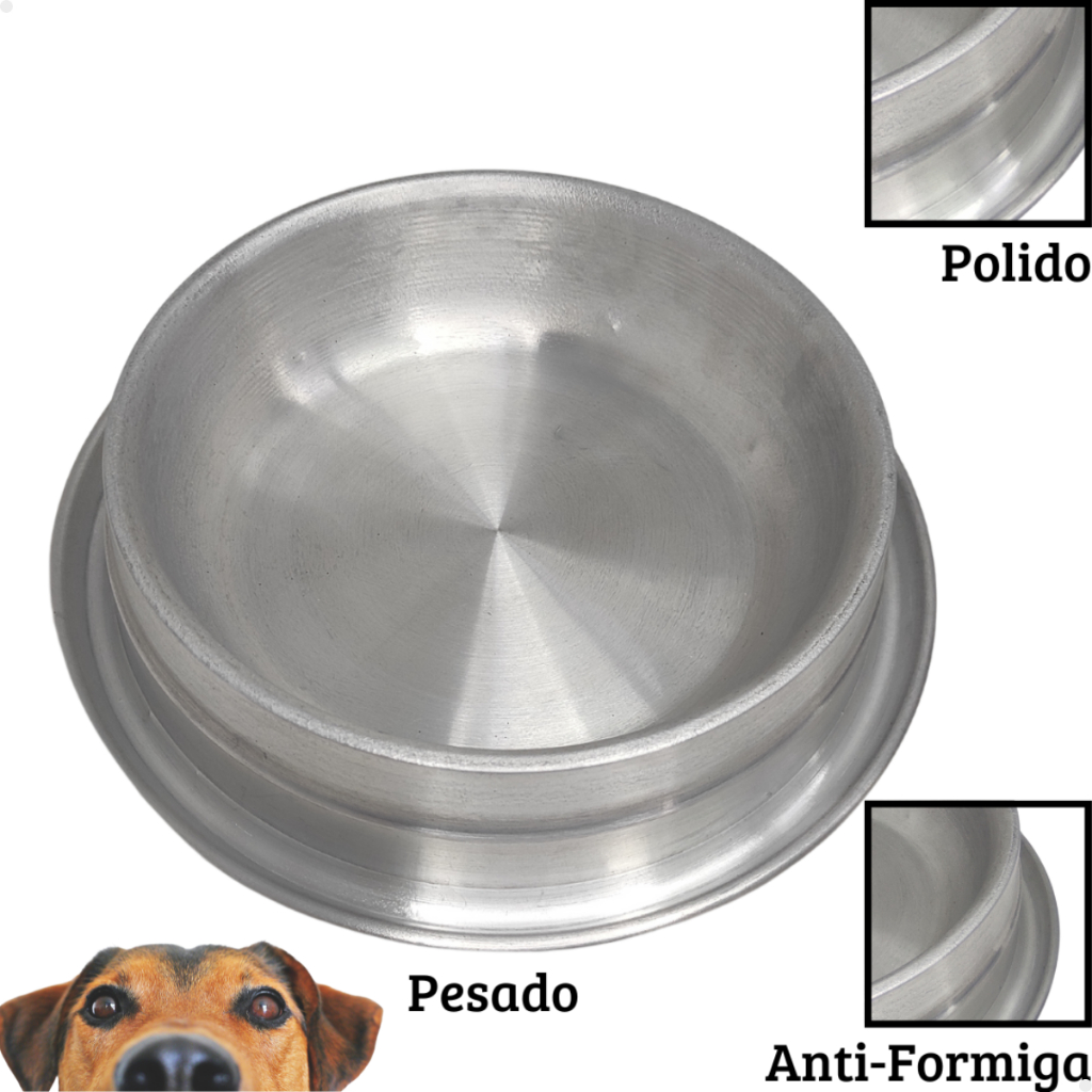 Comedouro Alumínio Pesado Polido Anti Formiga Vasilha Pote Ração Água Cachorro em Oferta na Shopee
