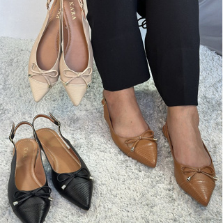 Sapatilha Rasteira Slingback feminino Laço Preta Nude Marron Lançamento em Oferta na Shopee