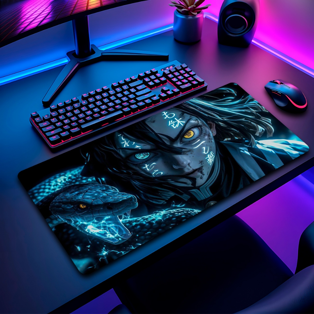 Mouse Pad Gamer Demon Slay Antiderrapante Grande 70x35 80x35 90x40 90x50 cm Anime Borda Costurada