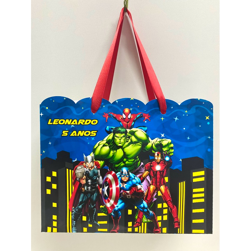 10 Sacolinhas Vingadores Personalizadas Lembrancinha Aniversário Kit festa