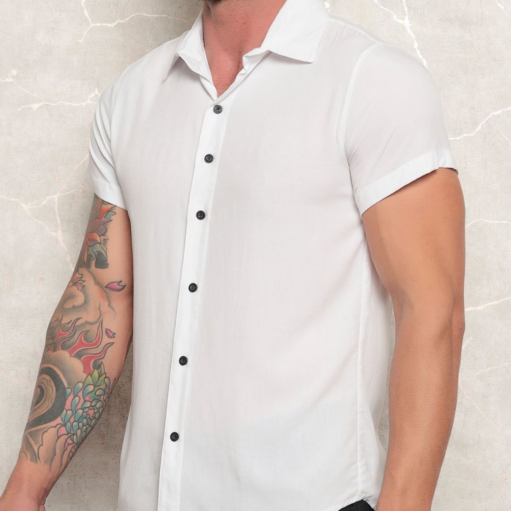 Blusa Camisa Social Masculina Manga Curta com Botões – Versátil e Confortável