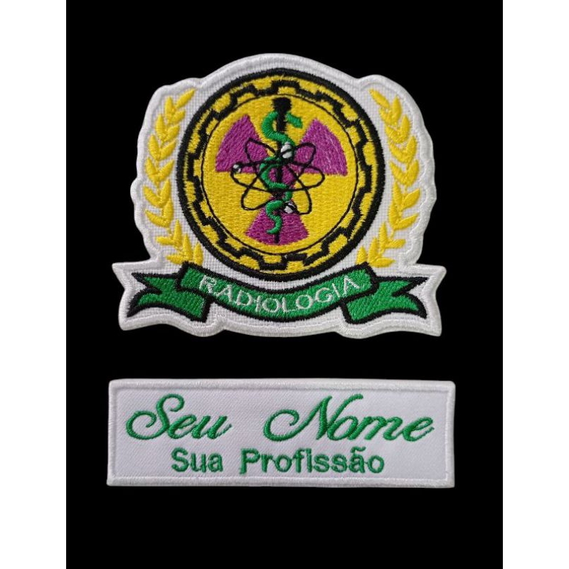 Patch Termocolante Radiologia - kit seu nome e sobrenome + logo em Oferta na Shopee