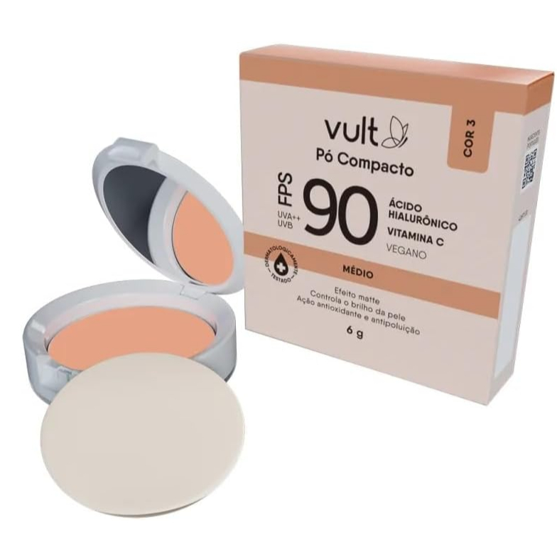 Pó Compacto Facial Médio Cor 03 FPS 90 Vult 6g