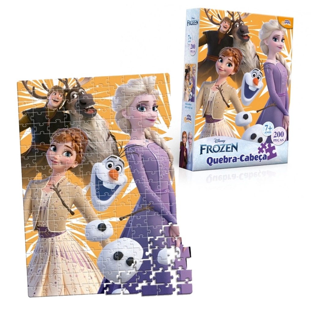 JOGO EDUCATIVO QUEBRA CABEÇA 200 PEÇAS FROZEN 8033 HASBRO em Oferta na Shopee