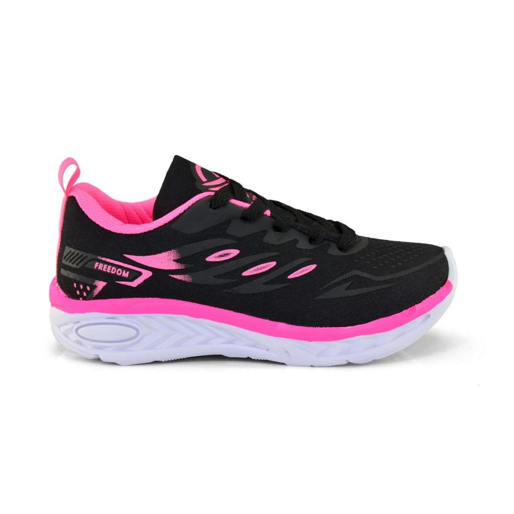 Tênis Infantil Escolar Academia Treino Menina Original Freedom Super Confortável Lançamento PRETO PINK