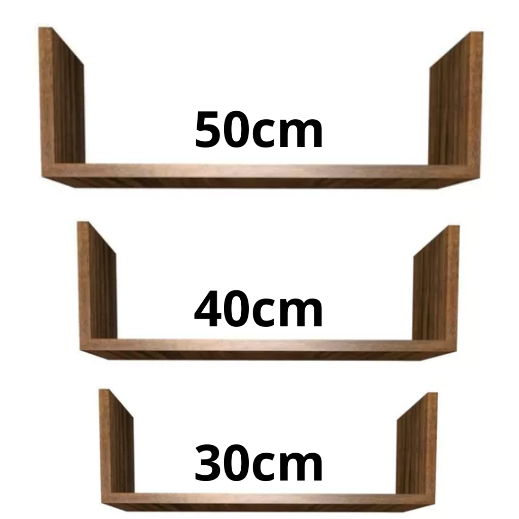Kit 3 Nichos 50/40/30cm Plateleira de Parede MDF Cor Imbúia