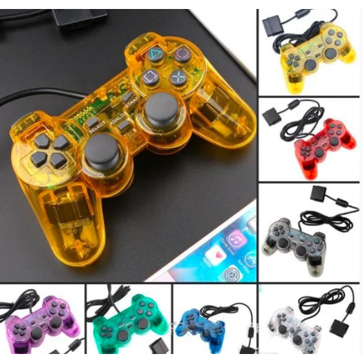 Controle Joystick para Ps2 com fio colorido transparente em Oferta na Shopee