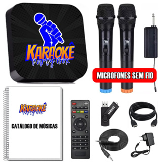 Karaoke Party Box Preto Original +2 Mic Sem Fio +de 2000 Músicas +Catalogo (Com Pontuação) em Oferta na Shopee