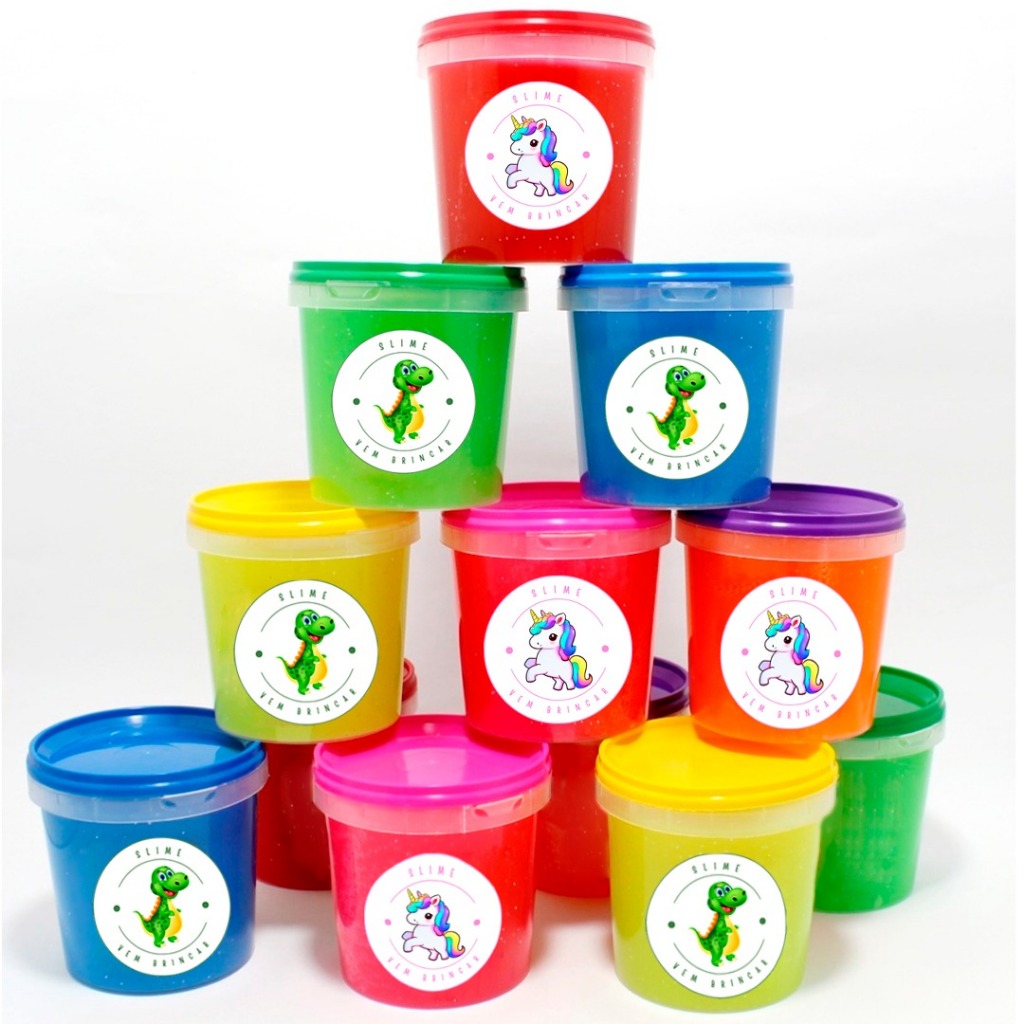 Kit com 10 Slimes Brinquedos Infantil Lembrancinhas Festa Prenda Barato Promoção Festa Junina