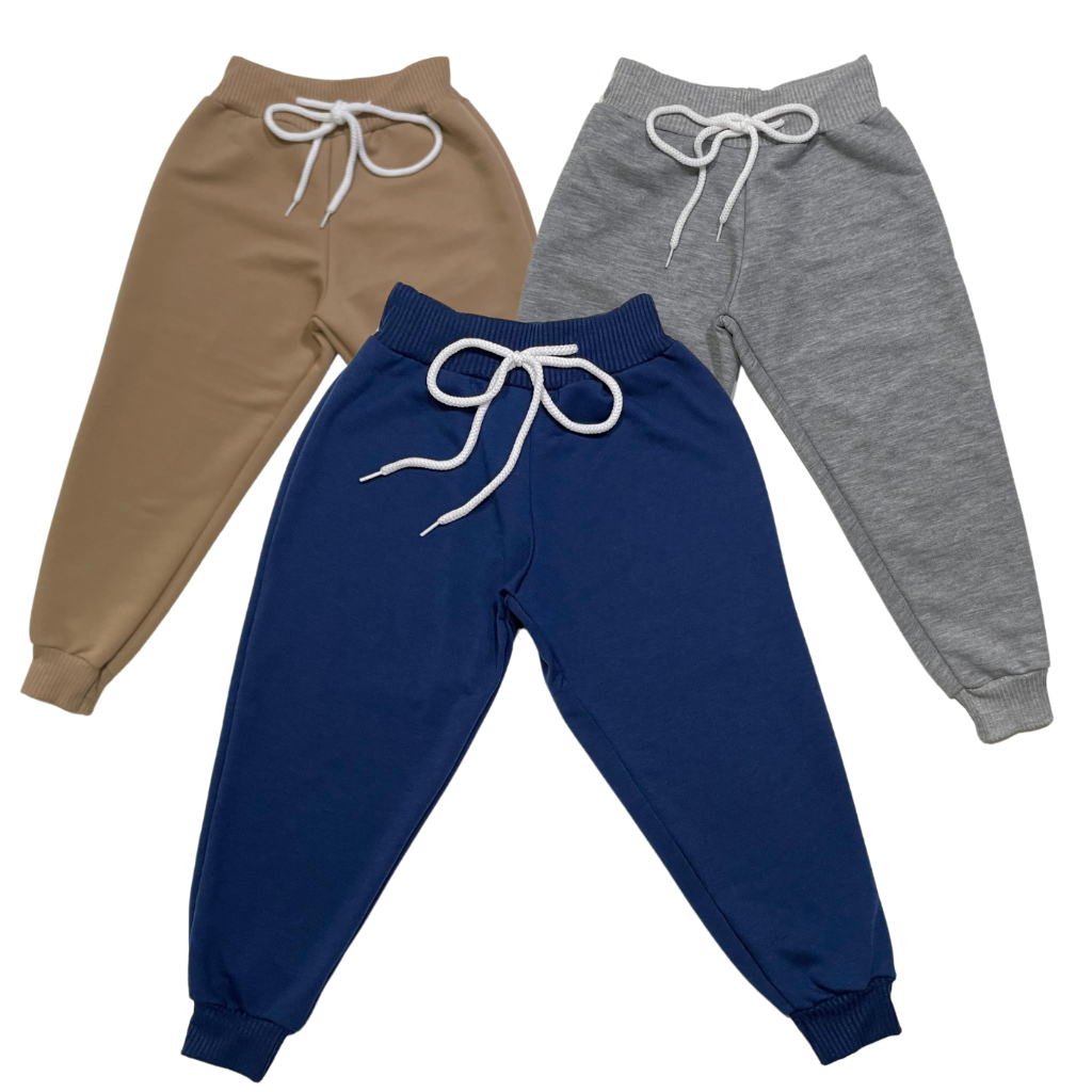 Kit 3 Calças Infantis Lisa Sem Estampa Moletom Moletinho Menino Inverno Unissex em Oferta na Shopee
