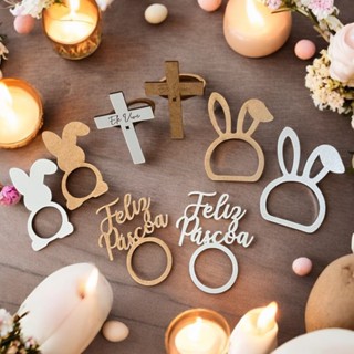Kit Festa 10 Porta Guardanapo Mesa Decoração Lindos Mdf cru branco Páscoa Mesa Posta em Oferta na Shopee