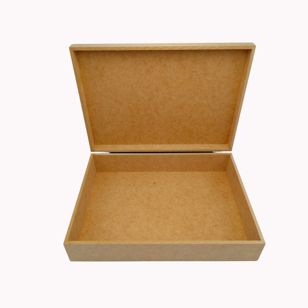 Caixa Mdf Cru 35x25x8 Sem Fecho Com Dobradiças Para Decorar Presente Montagem Cestas