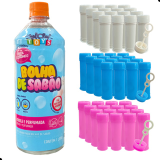 Kit 16 Bolinhas De Sabão Para Personalizar + 1 Refil Bolha 1L Lembrancinhas de aniversário infantil em Oferta na Shopee