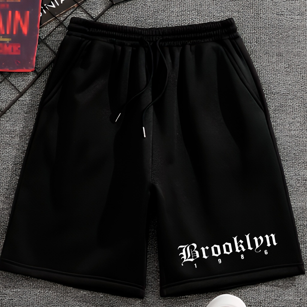 Bermuda Moletom Brooklyn 1986 Flanelado Short Praia Calção Americano Brooklyn 1986 Tecido Premium Confortavel