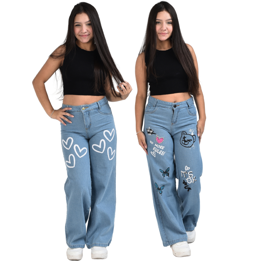 Kit 2 Calças Pantalona Infantil Jeans Premium  Estilo e Qualidade