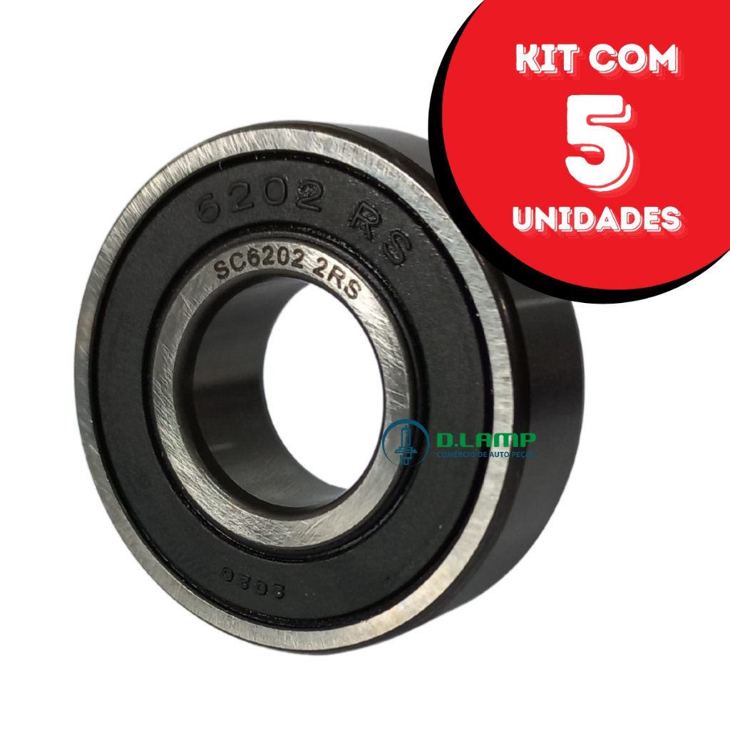 5 rolamentos 6202 Sulcarbon - 35mm x 15mm x 11mm
