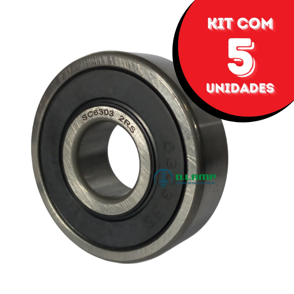 5 rolamentos 6303 Sulcarbon - 47mm x 17mm x 14mm
