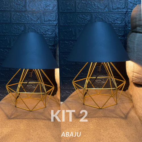 KIT 2 Abajur Pequeno luminária Com Aramado Retrô Ideal Para Quarto Diamante