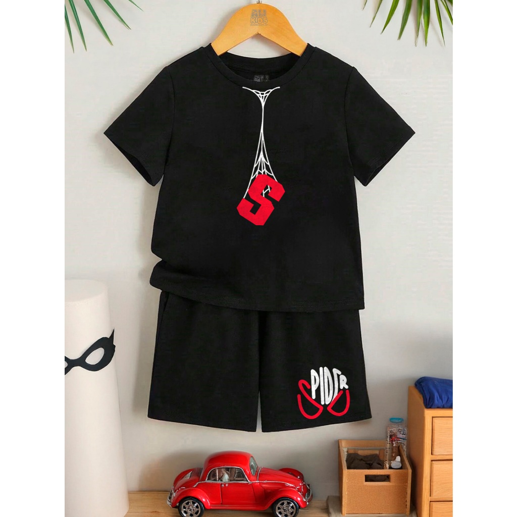 Conjunto Infantil e Juvenil Spider Aranha Colorido Camiseta e Shorts 4 a 16 100% Algodão
