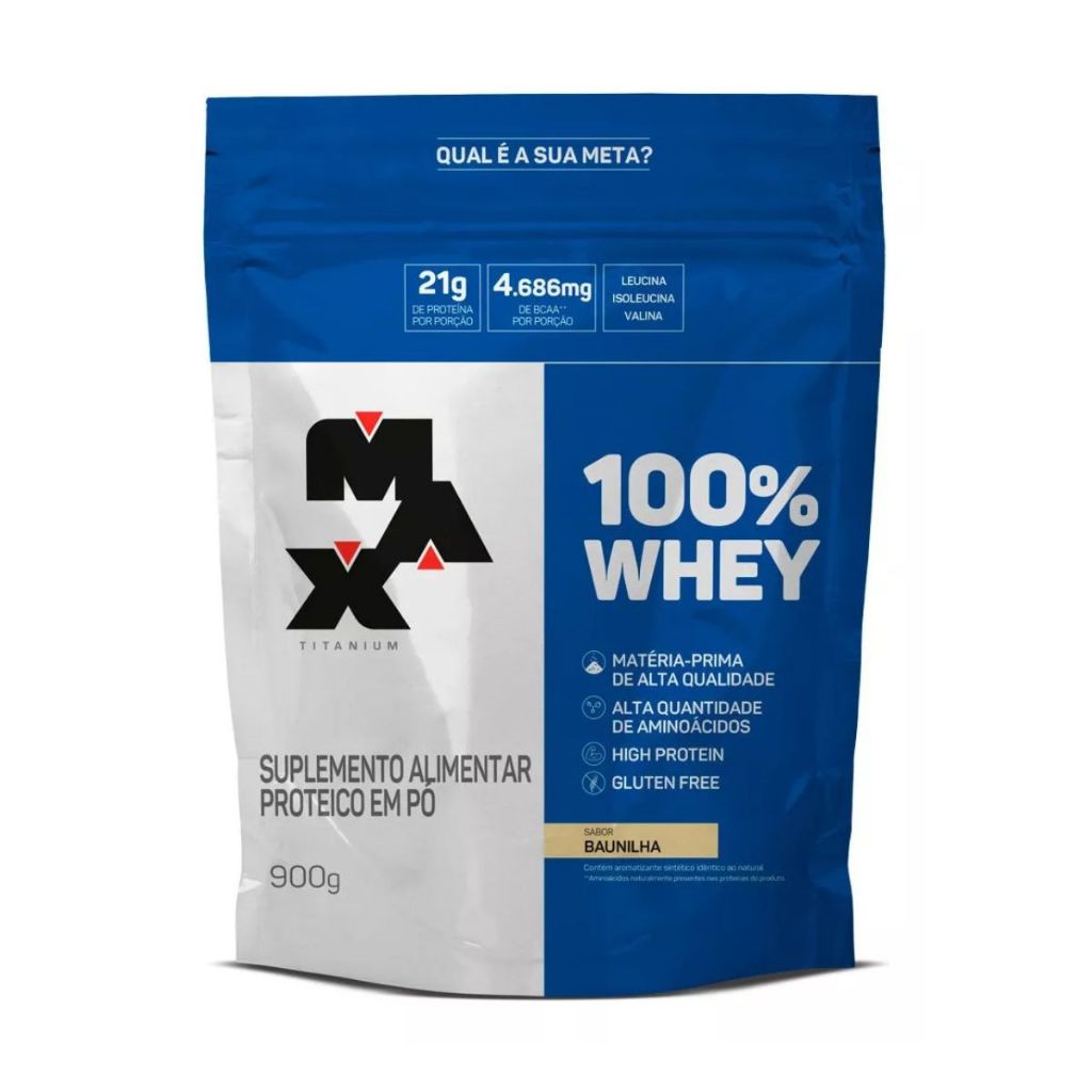 100% Whey Protein Concentrate Baunilha Refil 900g em Oferta na Shopee