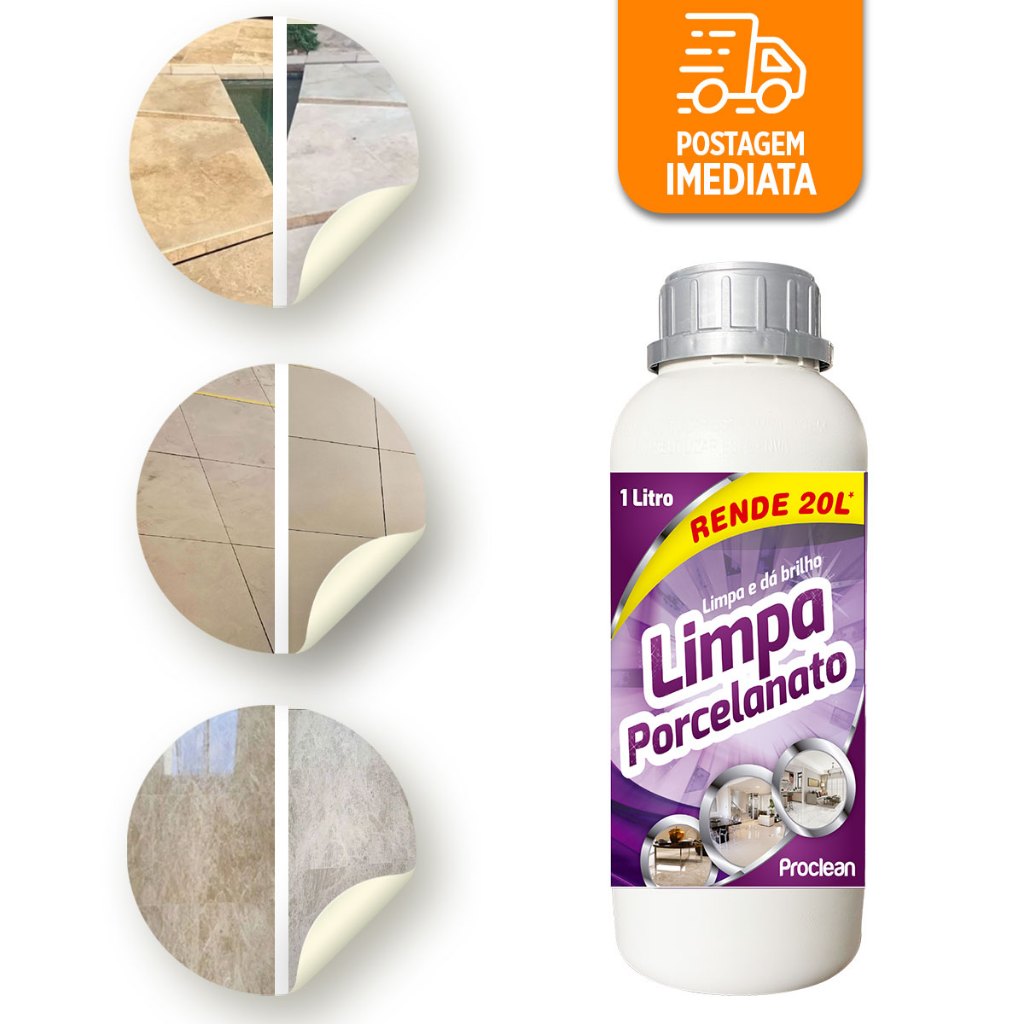 Limpa porcelanato piso brilhante remove encardido sujeira sem esforço