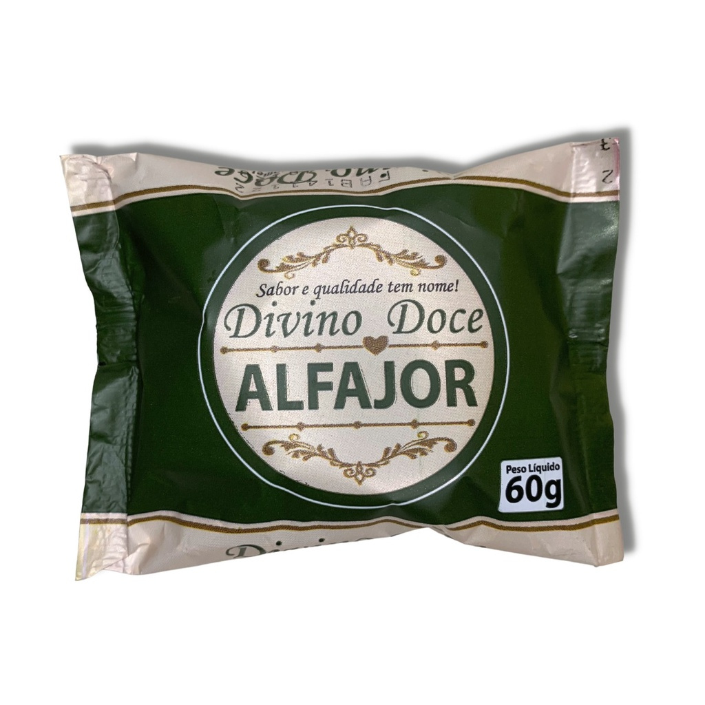 Alfajor Preto Recheado com Doce de Leite da Divino Doce com 60gr cada - Display com 16 unidades