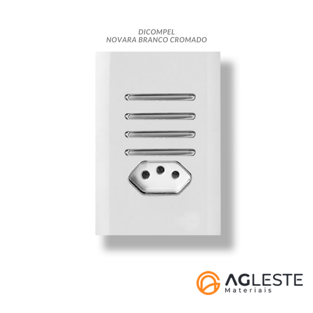 CJ TOMADA INTERRUPTOR QUADRUPLO PARALELO + TOMADA 10A COM SUPORTE 4X2 - NOVARA BRANCO CROMADO