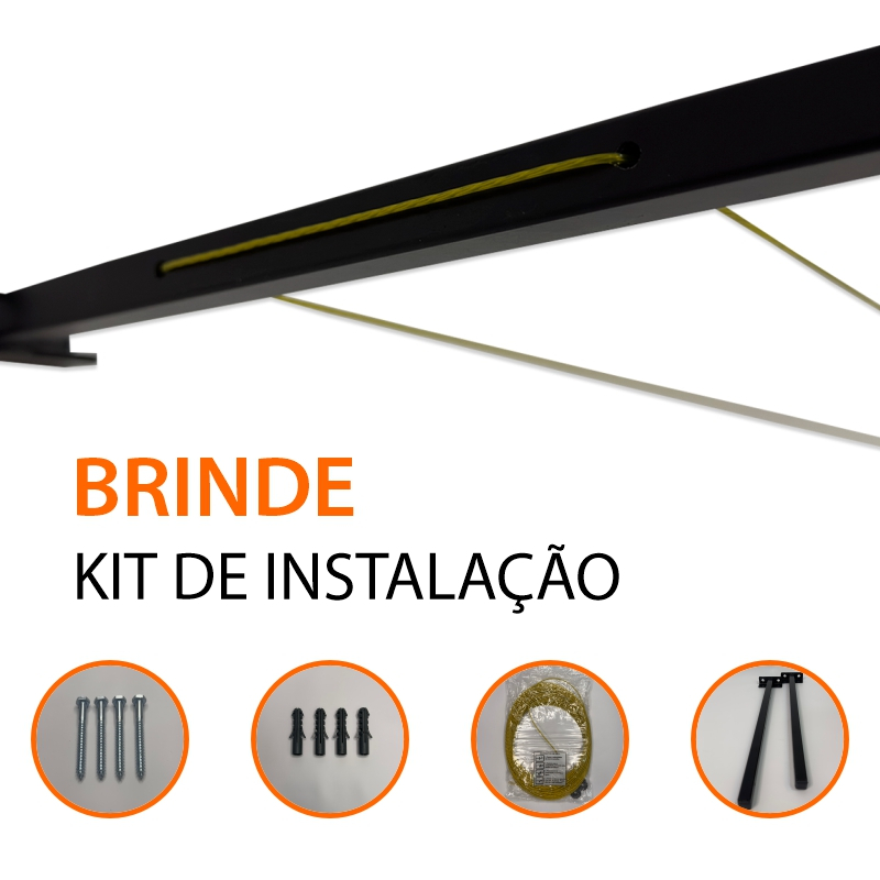Varal De Roupa 30Kg De Parede Muro Apartamento Casa Até 2,5 mt - Home & Living