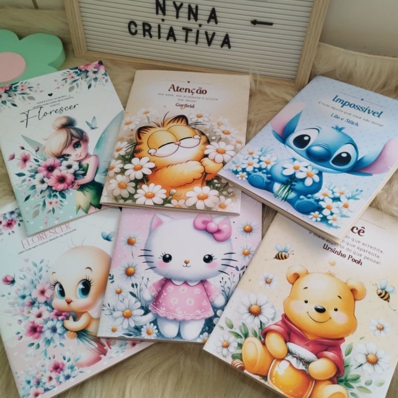 Kit Cadernetas Anotação Personagens Sem Pauta Capa Flex 40 Pág Pólen A5